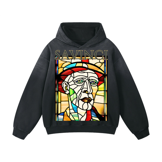 SAVINCI Heavyweight Sun Faded Stained glass Hoodie